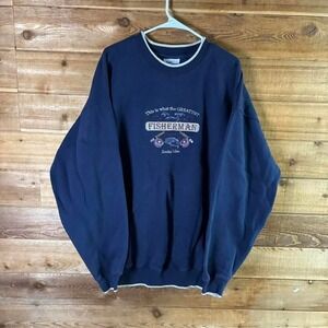 Vinatge Navy blue crewneck sweatshirt with white trim